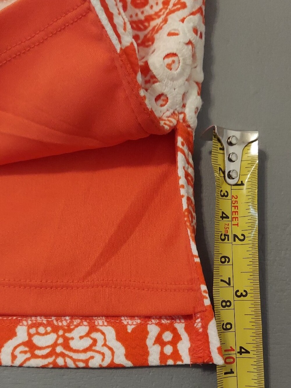 Eliza J Orange & White Floral Sleeveless V-Neck Lace Shift Dress Size 6 - Picture 11 of 11